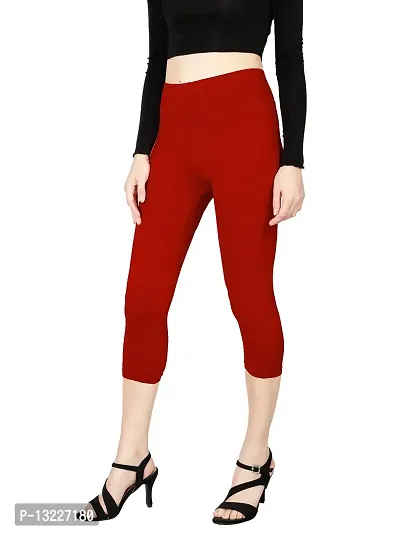 Feather Feel Women's Strawberry Red Capri Legging-thumb3