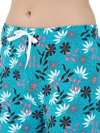 Stylish Blue Cotton Printed Night Capris For Women-thumb4