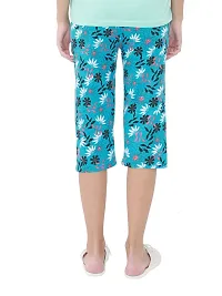 Stylish Blue Cotton Printed Night Capris For Women-thumb3