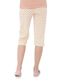 Stylish Brown Cotton Printed Night Capris For Women-thumb3