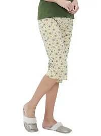 Stylish Green Cotton Printed Night Capris For Women-thumb2