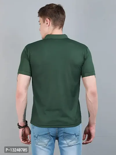 OZIO Men's Cotton Regular Fit Solid Polo Neck T-Shirt Green-thumb3