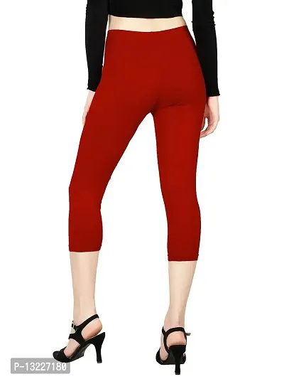 Feather Feel Women's Strawberry Red Capri Legging-thumb4