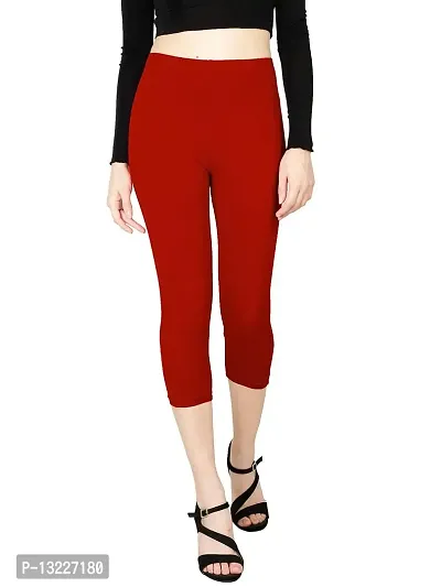 Feather Feel Women's Strawberry Red Capri Legging-thumb0