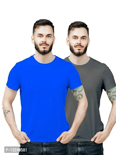 OZIO Men's Cotton Sports Round Neck T Shirt-Combo Pack of 2