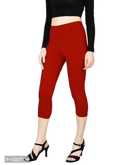 Feather Feel Women's Strawberry Red Capri Legging-thumb2