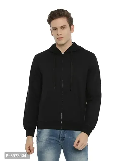 Stylish Trendy Men's Hoodies Sweatshirt With Zipper Front Cotton Blend-thumb0