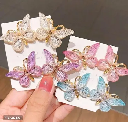 Designer Multicolor Metal Hair Clip For Women Set of 4-thumb0