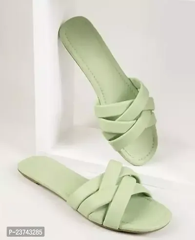 Elegant Green EVA Self Design Fashion Flats For Women