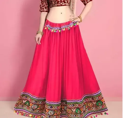 Trendy Women Embroidered Rayon Gujrati Skirt