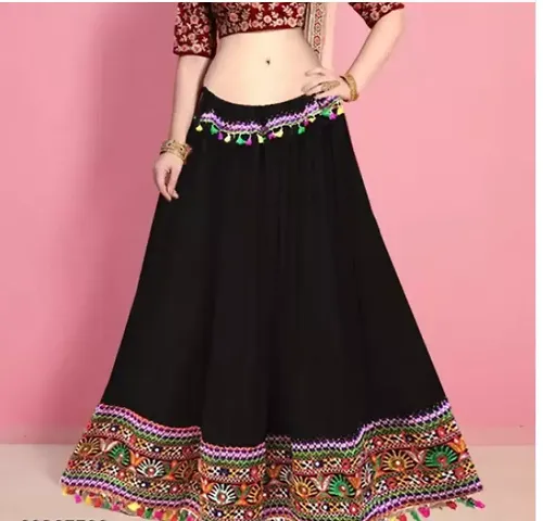 Trendy Women Embroidered Rayon Gujrati Skirt