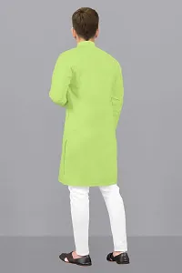 Reliable Green Cotton Blend Solid Kurta With Pyjama For Men-thumb1