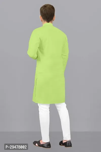 Reliable Green Cotton Blend Solid Kurta With Pyjama For Men-thumb2