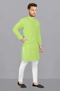 Reliable Green Cotton Blend Solid Kurta With Pyjama For Men-thumb2