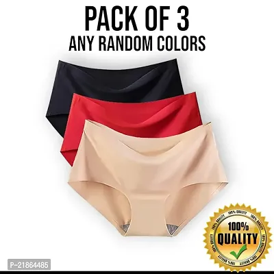 ( Pack of 3) Women's Ice Silk Blend Invisible Lines No Show Hipster Panty-thumb0