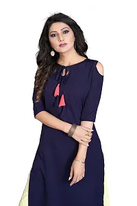 Glance Designs Women's Crepe Solid Cold Shoulder Keyhole Tie Knot Neck Straight Kurta-thumb4