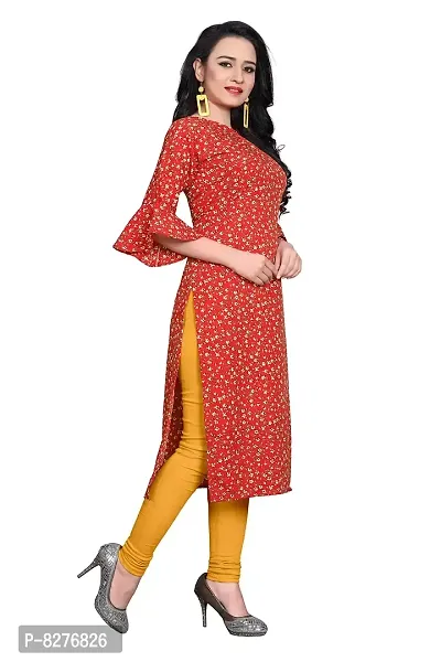 BLANCORA Women's Crepe Printed Bell Sleeve Keyhole Neck Straight Kurta Combo(Pack of 2) (combo132-133-XXL_Multicolor_XX-Large)-thumb3