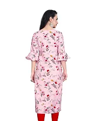 BLANCORA Women's Crepe Printed Bell Sleeve Keyhole Neck Straight Kurta-thumb3