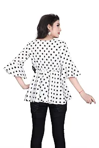 BLANCORA Women Crepe Polka Printed Peplum Regular Fit Top-thumb4