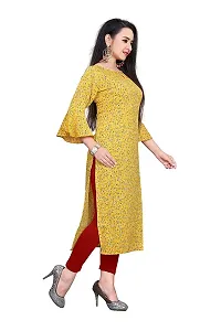 Glance Designs Women's Crepe Printed Bell Sleeve Keyhole Neck Straight Kurta-thumb1