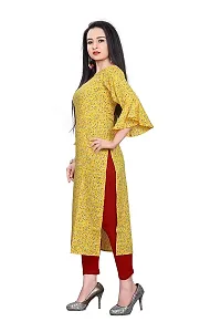 Glance Designs Women's Crepe Printed Bell Sleeve Keyhole Neck Straight Kurta-thumb2