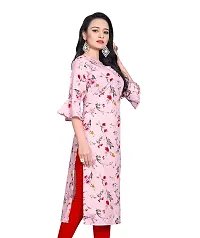 BLANCORA Women's Crepe Printed Bell Sleeve Keyhole Neck Straight Kurta-thumb1