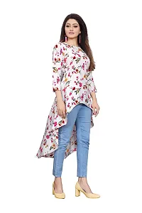 Glance Designs Women's Crepe Floral Printed High Low Regular Fit Top-thumb1