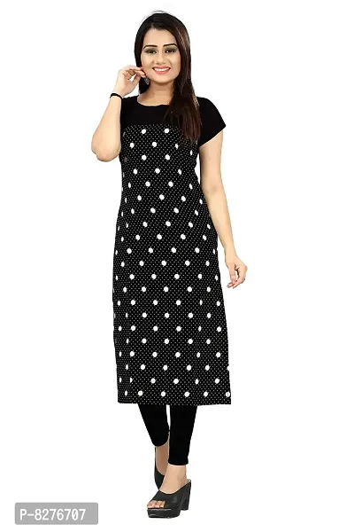 BLANCORA Women's Crepe Dot Printed Short Sleeve Straight Stylish Kurti