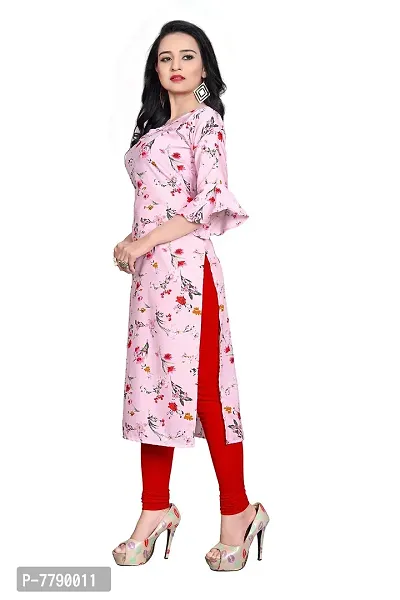 Glance Designs Women's Crepe Printed Bell Sleeve Keyhole Neck Straight Kurta-thumb3