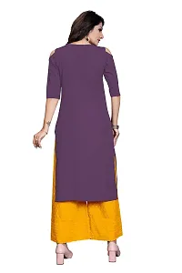 BLANCORA Women's Crepe Solid Cold Shoulder Keyhole Tie Knot Neck Straight Kurta-thumb4