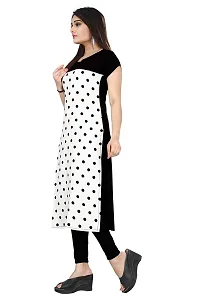 BLANCORA Women's Crepe Polka Dots Short Sleeve Straight Stylish Kurti-thumb1