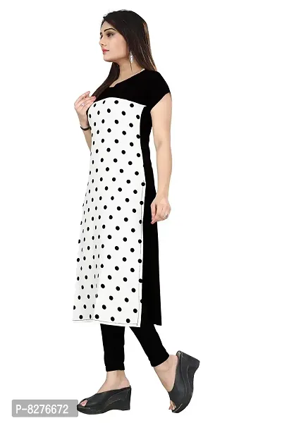 BLANCORA Women's Crepe Polka Dots Short Sleeve Straight Stylish Kurti-thumb2