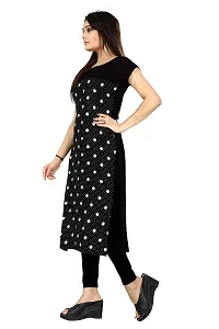 BLANCORA Women's Crepe Dot Printed Short Sleeve Straight Stylish Kurti-thumb1