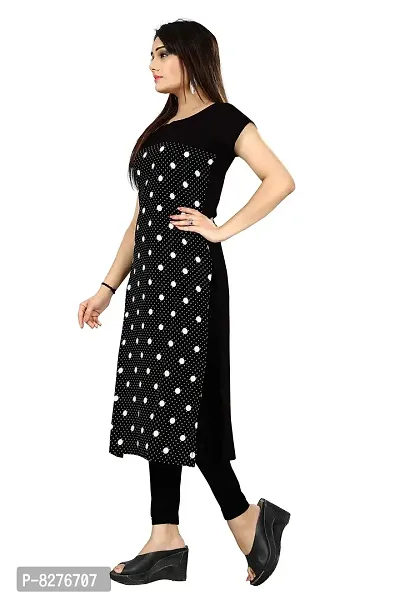 BLANCORA Women's Crepe Dot Printed Short Sleeve Straight Stylish Kurti-thumb2