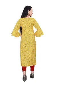 Glance Designs Women's Crepe Printed Bell Sleeve Keyhole Neck Straight Kurta-thumb3