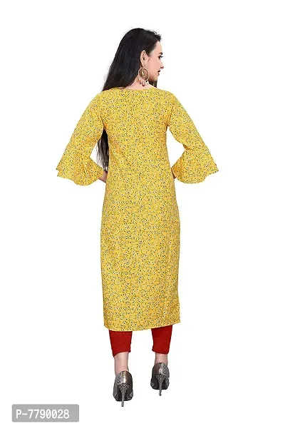 Glance Designs Women's Crepe Printed Bell Sleeve Keyhole Neck Straight Kurta-thumb4