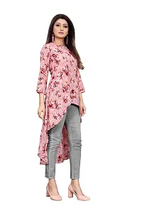 Glance Designs Women's Crepe Floral Printed High Low Regular Fit Top-thumb2