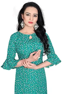 BLANCORA Women's Crepe Printed Bell Sleeve Keyhole Neck Straight Kurta-thumb4