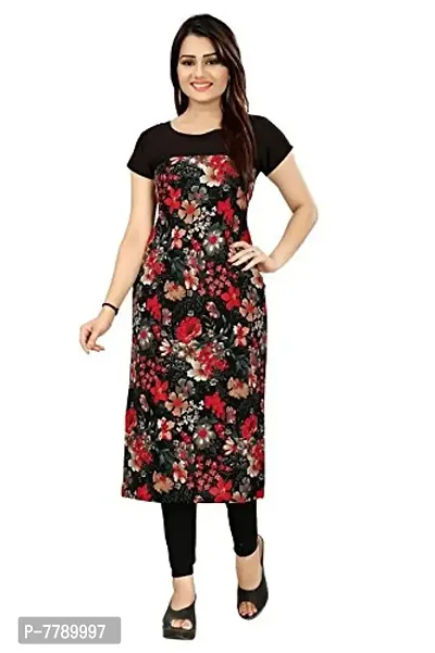 Glance Designs Woman's Printed Straight Cut Crepe Kurti_efh066