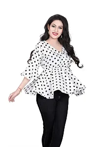 BLANCORA Women Crepe Polka Printed Peplum Regular Fit Top-thumb1