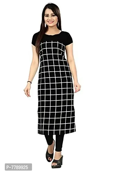 Glance Designs Woman's Printed Straight Cut Crepe Kurti_evi079