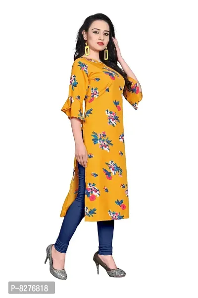 BLANCORA Women's Crepe Printed Bell Sleeve Keyhole Neck Straight Kurta Combo(Pack of 2)-thumb3