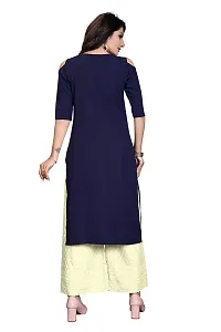 Glance Designs Women's Crepe Solid Cold Shoulder Keyhole Tie Knot Neck Straight Kurta-thumb3