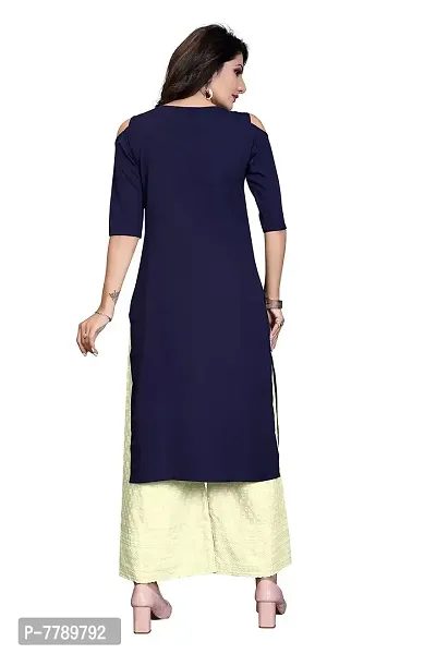 Glance Designs Women's Crepe Solid Cold Shoulder Keyhole Tie Knot Neck Straight Kurta-thumb4