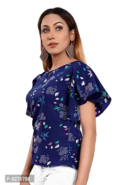 BLANCORA Women Crepe Floral Printed Regular Fit Top-thumb3