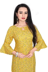 Glance Designs Women's Crepe Printed Bell Sleeve Keyhole Neck Straight Kurta-thumb4