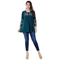 ANJAYA Wome's Embroidered Rayon Top Tunic Dress for Girls-thumb4