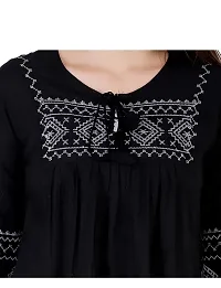 ANJAYA Wome's Embroidered Rayon Top Tunic Dress for Girls (XX-Large, Black)-thumb3