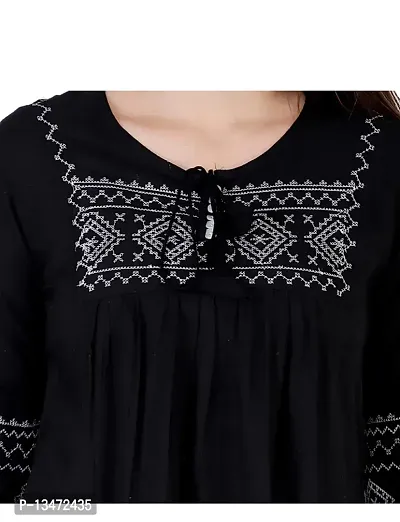 ANJAYA Wome's Embroidered Rayon Top Tunic Dress for Girls (XX-Large, Black)-thumb4
