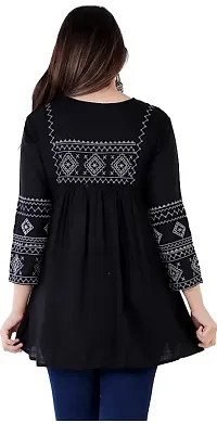 ANJAYA Wome's Embroidered Rayon Top Tunic Dress for Girls (XX-Large, Black)-thumb1